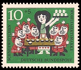 10 + 5 Pf Briefmarke: Wohlfahrtsmarke 1962, Schneewittchen