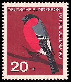 20 + 10 Pf Briefmarke: Für die Jugend 1963, Vögel 20 + 10 Pf Briefmarke: Für die Jugend 1963, Vögel