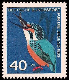40 + 20 Pf Briefmarke: Für die Jugend 1963, Vögel 40 + 20 Pf Briefmarke: Für die Jugend 1963, Vögel