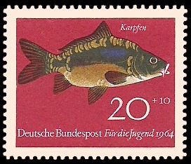 20 + 10 Pf Briefmarke: Für die Jugend 1964, Fische