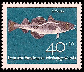 40 + 20 Pf Briefmarke: Für die Jugend 1964, Fische