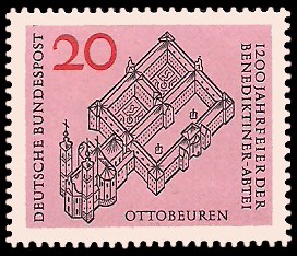 20 Pf Briefmarke: Abtei Ottobeuren 20 Pf Briefmarke: Abtei Ottobeuren