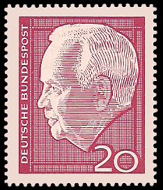 20 Pf Briefmarke: Bundespräsident Heinrich Lübke
