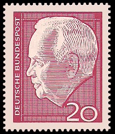 20 Pf Briefmarke: Bundespräsident Heinrich Lübke 20 Pf Briefmarke: Bundespräsident Heinrich Lübke