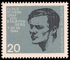 20 Pf Briefmarke: 20. Jahrestag des Attentats vom 20.7.1944 20 Pf Briefmarke: 20. Jahrestag des Attentats vom 20.7.1944