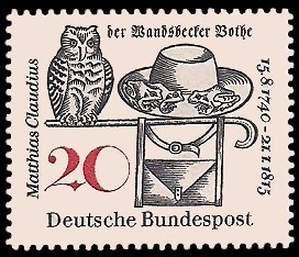 20 Pf Briefmarke: 150. Todestag Matthias Claudius 20 Pf Briefmarke: 150. Todestag Matthias Claudius