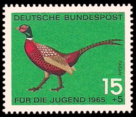 15 + 5 Pf Briefmarke: Für die Jugend 1965, Federwild