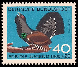 40 + 20 Pf Briefmarke: Für die Jugend 1965, Federwild