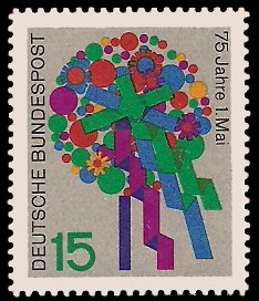 15 Pf Briefmarke: 75 Jahre 1. Mai