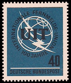 40 Pf Briefmarke: 100 Jahre Internationale Fernmeldeunion