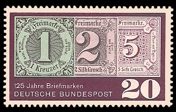 20 Pf Briefmarke: 125 Jahre Briefmarken