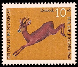 10 + 5 Pf Briefmarke: Für die Jugend 1966, Hochwild