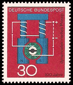 30 Pf Briefmarke: 100 Jahre dynamoelektrisches Prinzip 30 Pf Briefmarke: 100 Jahre dynamoelektrisches Prinzip