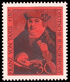 30 Pf Briefmarke: 450. Todestag Franz von Taxis 30 Pf Briefmarke: 450. Todestag Franz von Taxis