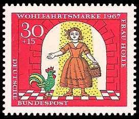 30 + 15 Pf Briefmarke: Wohlfahrtsmarke 1967, Frau Holle 30 + 15 Pf Briefmarke: Wohlfahrtsmarke 1967, Frau Holle