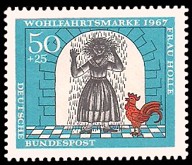 50 + 25 Pf Briefmarke: Wohlfahrtsmarke 1967, Frau Holle 50 + 25 Pf Briefmarke: Wohlfahrtsmarke 1967, Frau Holle