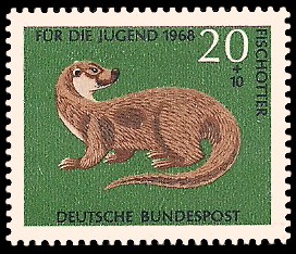 20 + 10 Pf Briefmarke: Für die Jugend 1968, bedrohte Tiere