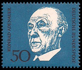 50 Pf Briefmarke: 1. Todestag Konrad Adenauer