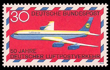 30 Pf Briefmarke: 50 Jahre deutscher Luftpostverkehr 30 Pf Briefmarke: 50 Jahre deutscher Luftpostverkehr