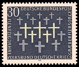 30 Pf Briefmarke: 50 Jahre Volksbund Deutsche Kriegsgräberfürsorge 30 Pf Briefmarke: 50 Jahre Volksbund Deutsche Kriegsgräberfürsorge