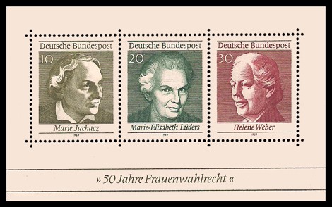 Briefmarke: Block: 50 Jahre Frauenwahlrecht Briefmarke: Block: 50 Jahre Frauenwahlrecht