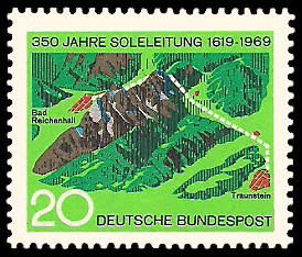 20 Pf Briefmarke: 350 Jahre Soleleitung 20 Pf Briefmarke: 350 Jahre Soleleitung