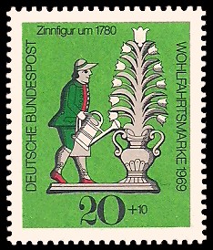 20 + 10 Pf Briefmarke: Wohlfahrtsmarke 1969, Zinnfiguren