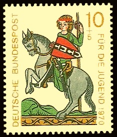 10 + 5 Pf Briefmarke: Für die Jugend 1970, Minnesänger