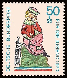 50 + 25 Pf Briefmarke: Für die Jugend 1970, Minnesänger