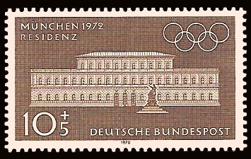 10 + 5 Pf Briefmarke: Olympische Spiele in München 1972, Bauwerke 10 + 5 Pf Briefmarke: Olympische Spiele in München 1972, Bauwerke