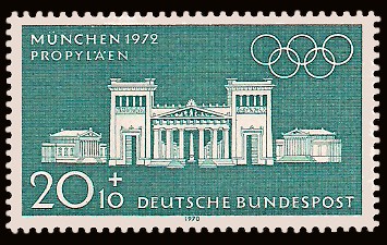 20 + 10 Pf Briefmarke: Olympische Spiele in München 1972, Bauwerke