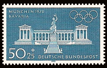 50 + 25 Pf Briefmarke: Olympische Spiele in München 1972, Bauwerke