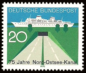 20 Pf Briefmarke: 75 Jahre Nord-Ostsee-Kanal 20 Pf Briefmarke: 75 Jahre Nord-Ostsee-Kanal