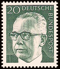 20 Pf Briefmarke: Bundespräsident Gustav Heinemann