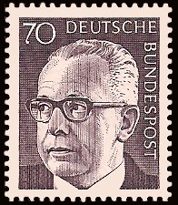 70 Pf Briefmarke: Bundespräsident Gustav Heinemann 70 Pf Briefmarke: Bundespräsident Gustav Heinemann