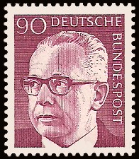 90 Pf Briefmarke: Bundespräsident Gustav Heinemann 90 Pf Briefmarke: Bundespräsident Gustav Heinemann