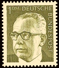 1 DM Briefmarke: Bundespräsident Gustav Heinemann