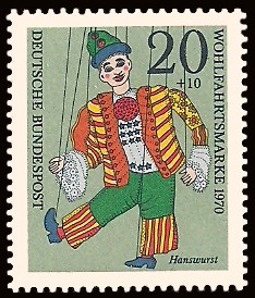 20 + 10 Pf Briefmarke: Wohlfahrtsmarke 1970, Marionetten