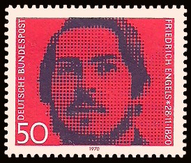 50 Pf Briefmarke: 150. Geburtstag Friedrich Engels