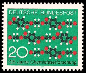 20 Pf Briefmarke: 125 Jahre Chemiefaserforschung