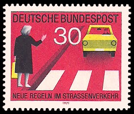 30 Pf Briefmarke: Neue Regeln im Strassenverkehr