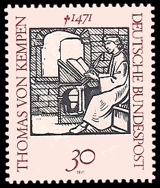 30 Pf Briefmarke: 500. Todestag Thomas von Kempen 30 Pf Briefmarke: 500. Todestag Thomas von Kempen