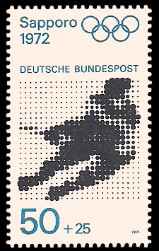 50 + 25 Pf Briefmarke: Olympische Spiele 1972 in München und Sapporo