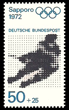 50 + 25 Pf Briefmarke: Olympische Spiele 1972 in München und Sapporo