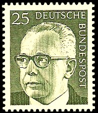 25 Pf Briefmarke: Bundespräsident Gustav Heinemann 25 Pf Briefmarke: Bundespräsident Gustav Heinemann