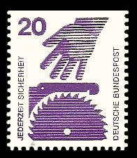 20 Pf Briefmarke: Jederzeit Sicherheit 20 Pf Briefmarke: Jederzeit Sicherheit