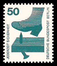50 Pf Briefmarke: Jederzeit Sicherheit