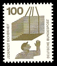 100 Pf Briefmarke: Jederzeit Sicherheit