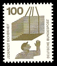 100 Pf Briefmarke: Jederzeit Sicherheit 100 Pf Briefmarke: Jederzeit Sicherheit