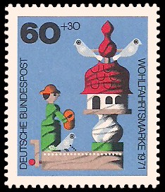 60 + 30 Pf Briefmarke: Wohlfahrtsmarke 1971, Holzspielzeug